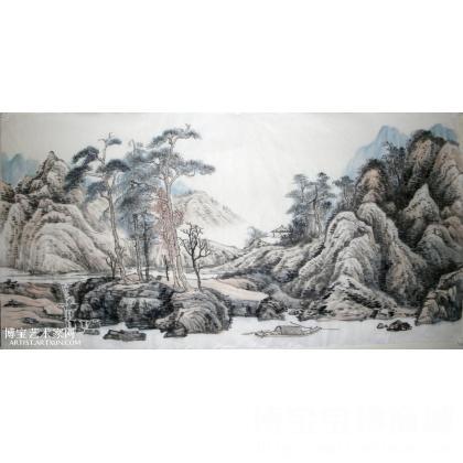 野渡无人舟自横 山水画 曾德智作品 类别: 国画山水作品